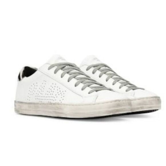 NWOT P448 Queens John Low Top White Sneakers Zebra Animal Calf Hair, $245 - Picture 2 of 10